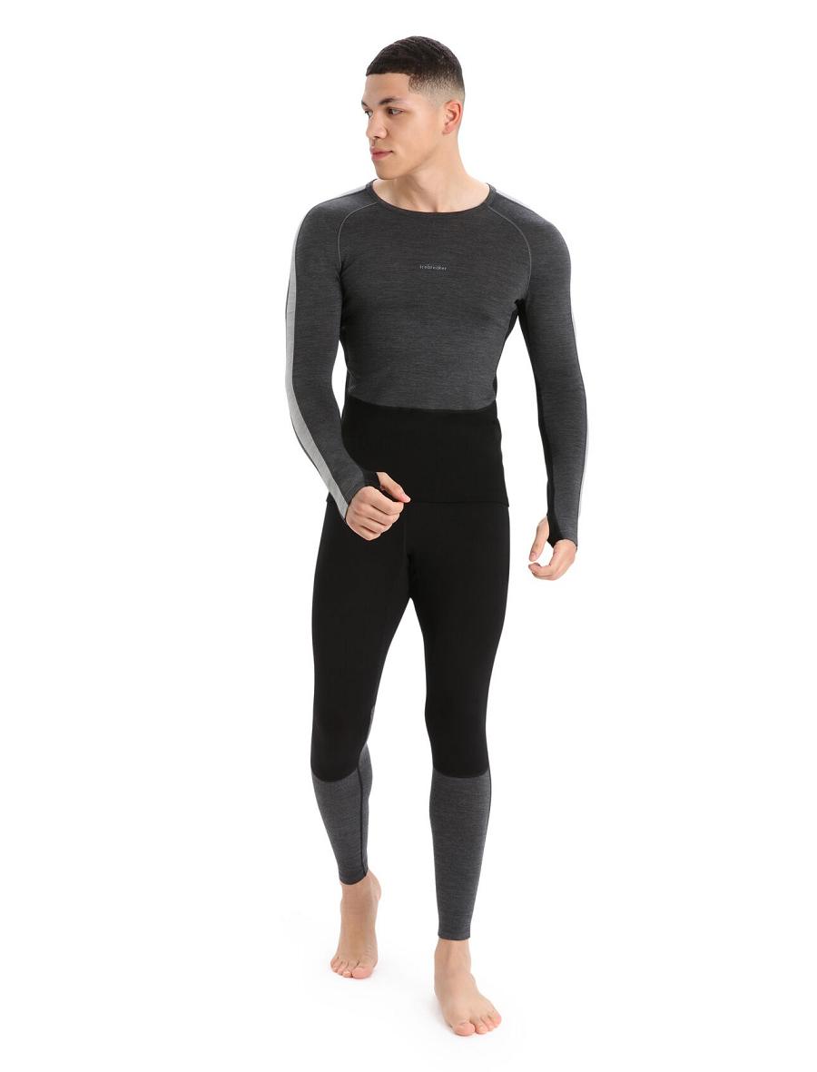 Base Layers Icebreaker 200 ZoneKnit™ Merino Long Sleeve Crewe Męskie Czarne | PL 1620ILHS